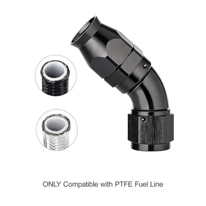 10AN 60 Degree PTFE One Piece Full Flow End Hose Fitting Aluminum Black (10AN / 60 Degree)