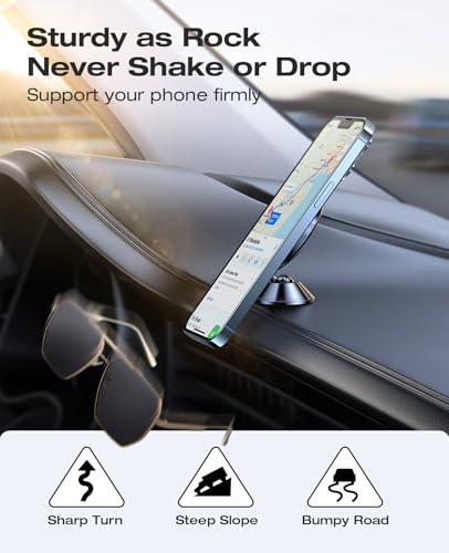 Ultra Mini for MagSafe Car Mount Magnetic Phone Holder for Dash (Flash Black)