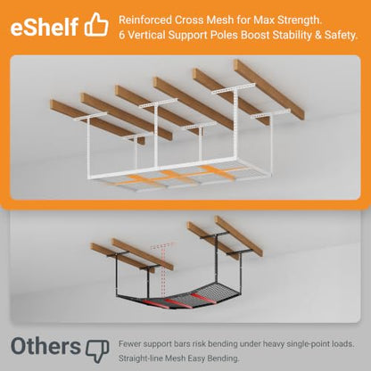 4x8ft Overhead Ceiling Garage Storage Rack (White / 4x8ft)