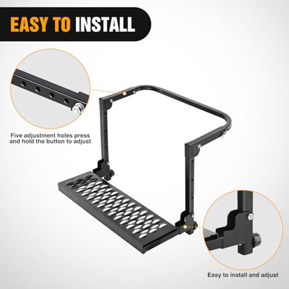 Folding Heavy Duty Tire Step Fit Tire from 10” to 14” (Truck Tire Step Black)
