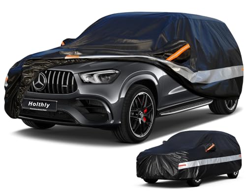Holhtly SUV Car Cover Custom Fit for Mercedes Benz GLE350 GLE400 GLE450 GLE43 GLE53 GLE63 (Black Gray / Custom Fit for Mercedes-Benz GLE)