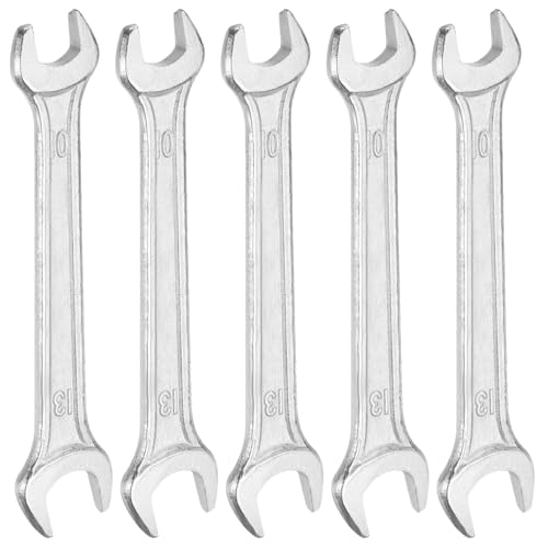 5pcs Double Open End Wrench 10mm x 12mm Metric 15 Degree Offset Angle Small Flat Head Wrench Galvanizing Open Ended Spanner for Automotive Repair Furniture Assembly (10mm x 12mm)