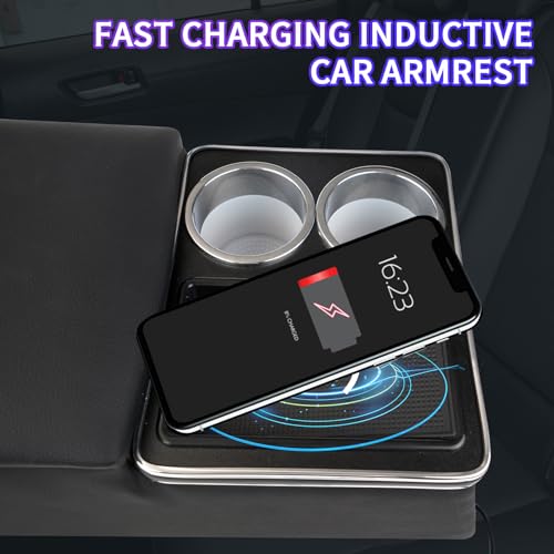 Upgrade Universal Center Console Organizer with Inductive Charging Stand