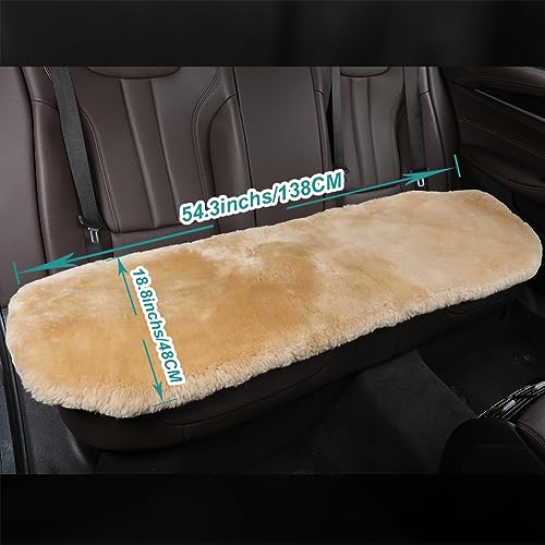 Genuine Sheepskin Car Rear Seat Rear Cover for Fuzzy Fur Wool Cushion (Honey Beige)