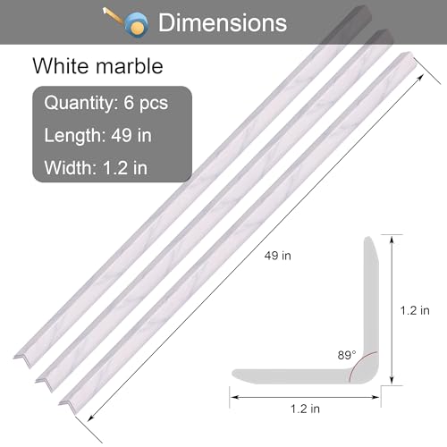 6 Pcs 49" Wall Corner Protector Trim (6pcs * White Marble)