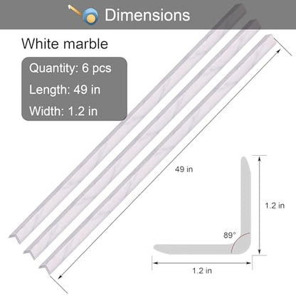 6 Pcs 49" Wall Corner Protector Trim (6pcs * White Marble)