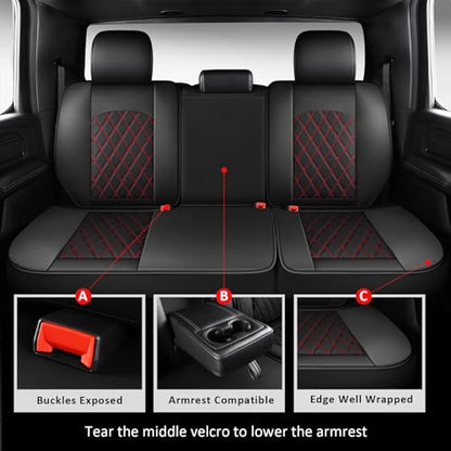 Dodge Ram Seat Cover Full Set Fit for 2009 (Black and Red / Full Set (Flat Back))