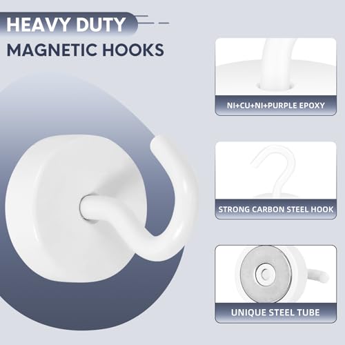 Magnetic Hooks Steel Tube Design for Cruise (White / 40lb Magnetic Hooks)