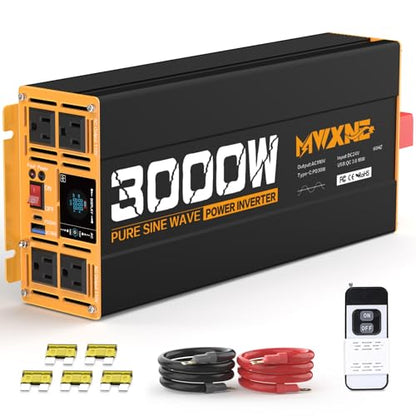 3000W Pure Sine Wave Inverter 24V DC to 110V 120V AC Converter for RV Truck Home Off (3000w-24v)