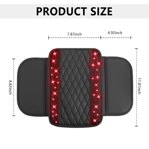 Upgraded Car Center Console Cover with Rhinestones (Upgraded Diamond - Bling Red)