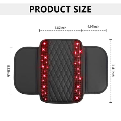 Upgraded Car Center Console Cover with Rhinestones (Upgraded Diamond - Bling Red)