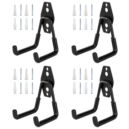 4 Pack Garage Hooks Heavy Duty (4 Pack/Black)