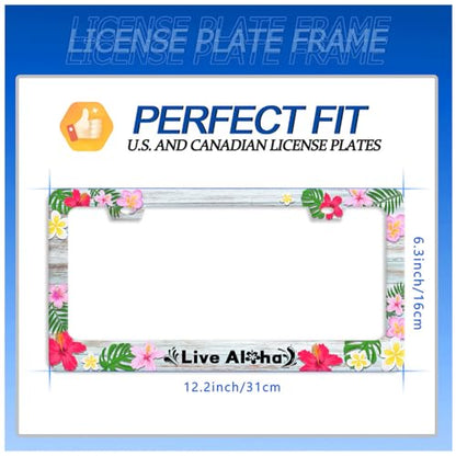 Aloha License Plate Frame Stainless Steel Hawaii Car Accessory (Hawaii Hibiscus Flower Live Aloha)