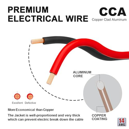 14 Gauge Red Black Wire 50FT (50 Feet / 14/2 Gauge)