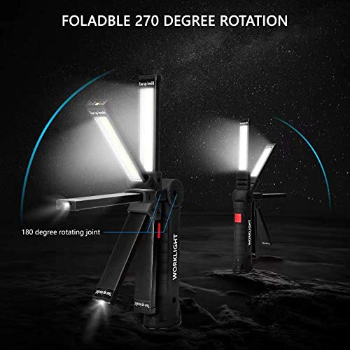 Tool Gifts for Men 2Pack Rechargeable LED Work Lights with Magnetic Base (Black / 2 Pack)
