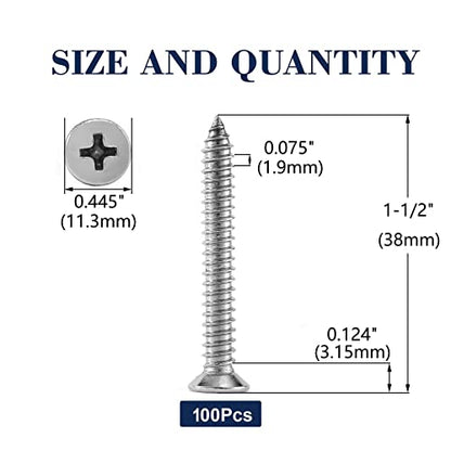 14 x 1-1/2" Wood Screw 100Pcs 18-8 (304) Stainless Steel Screws Flat Head Phillips Fast Self Tapping Drywall Screws by SG TZH (#14 x 1-1/2")