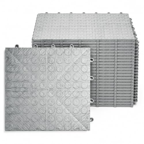 SnapLock GarageDeck 12"x12" Interlocking Garage Floor Tiles (24 Pack / Alloy)