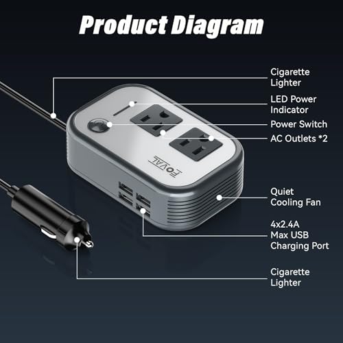 200W Car Power Inverter (Grey)