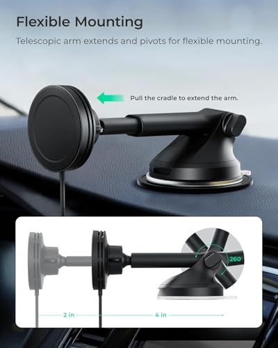 Velox Qi2 Mini 15W Wireless Charger Car Mount (Qi 2 Wireless Charging)