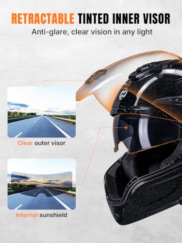 Modular Motorcycle Helmet DOT Certified Full Face Helmet Flip up Street Motorcycle Helmets for Unisex Adult Glossy Black Full Face Motorcycle Helmet (Glossy Black / X-Large)