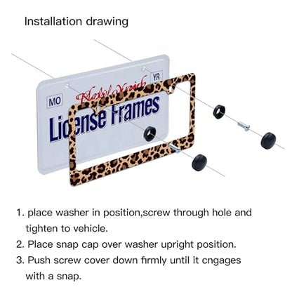 Brown Cheetah License Plate Holder Leopard Print License Plate Frames Cheetah Leopard Car License Plate Covers tag Frame for Women 12.3" X 6.3" (Leopard License Plate Frame / one size)