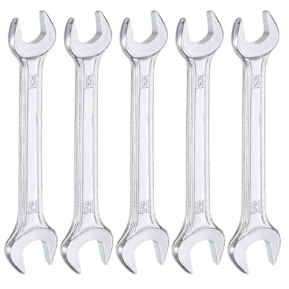 5pcs Double Open End Wrench 12mm x 13mm Metric 15 Degree Offset Angle Small Flat Head Wrench Galvanizing Open Ended Spanner for Automotive Repair Furniture Assembly (12mm x 13mm)