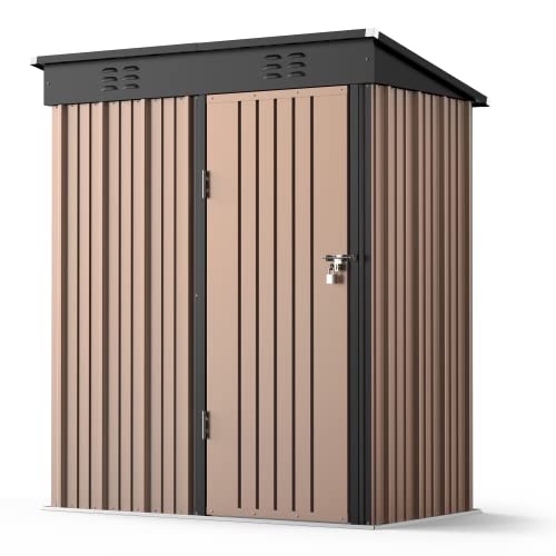 5x3 FT Outdoor Shed (Brown / 5' x 3' FT/Sloped-roof)