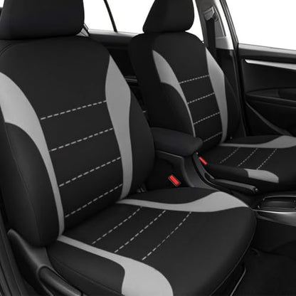 Polyester Full Car Seat Cover Set with Sponge Padding (Gray/Black)