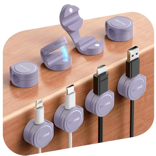 8 Pack Silicone Cord Organizer Magnetic Cable Clips (Purple)