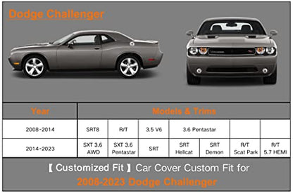 7 Layers Waterproof Car Cover for Dodge Challenger 2008 (PE-Black / Custom Fit Dodge Challenger)