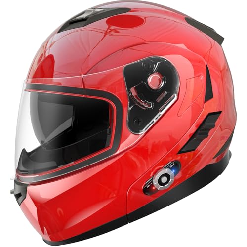 Motorcycle Helmet Bluetooth 5.0 Integrated New EPS FreedConn BM2 (Red / Small)