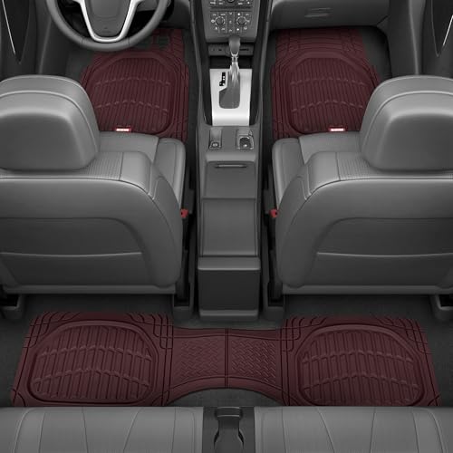 FlexTough Floor Mats for Cars (Full Set (Full Size) / Burgundy)