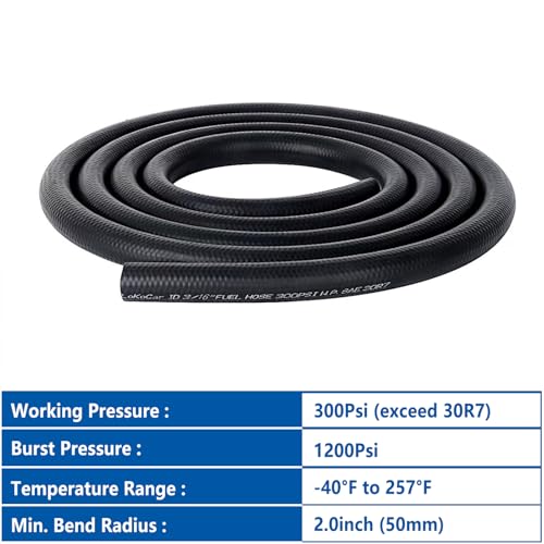 Rubber Fuel Hose Line Push Lock 3 (3/16" ID 5ft)