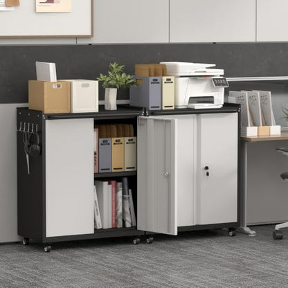 Garage Storage Cabinet with Wheels (Grey / 32"H)