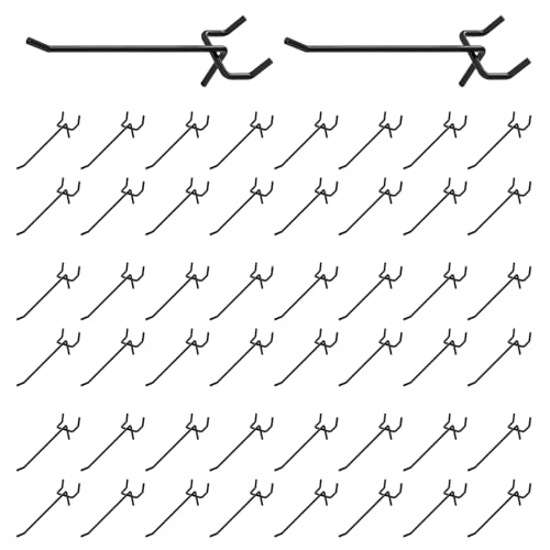 50Pcs 4" 10CM Pegboard Hooks Assortment Set (4 Inches / Black)