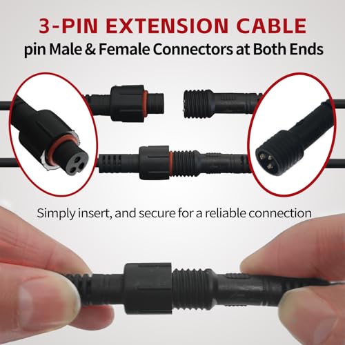 4 PCS 4FT 3 Pin RGB Rock Light Extension Wire for Trucks (4pcs 4ft extensions)