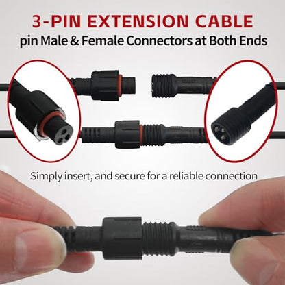 4 PCS 4FT 3 Pin RGB Rock Light Extension Wire for Trucks (4pcs 4ft extensions)