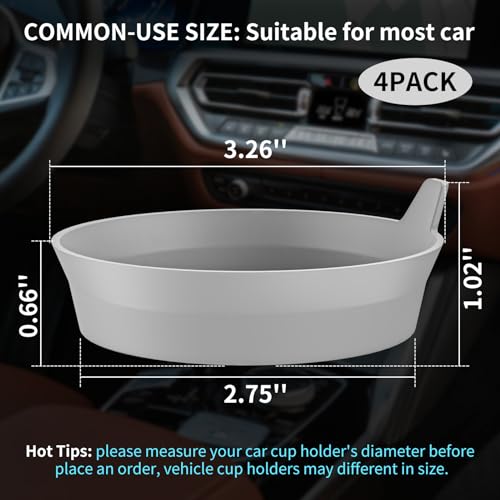 Car Cup Holder Coasters [4 Pack] Silicone Cups Mats (4 Pack-light Grey)