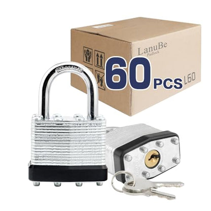 Laminated Keyed Alike Padlock 60 Pack 1.6 (60 Pack Black)