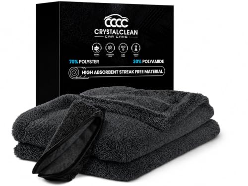 Crystal Clean 1300GSM Microfiber Car Drying Towel (Dark Grey / Pack of 1)