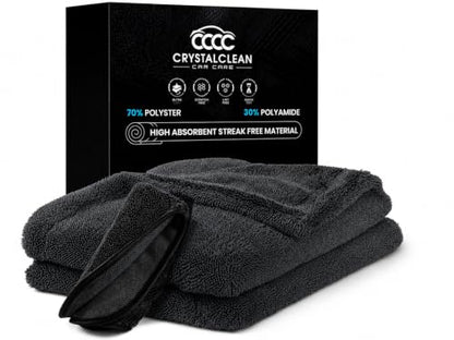 Crystal Clean 1300GSM Microfiber Car Drying Towel (Dark Grey / Pack of 1)
