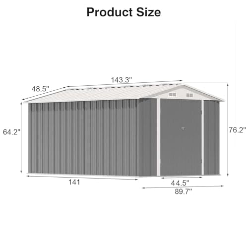 8 x 12 FT Outdoor Storage Shed (Gray / 8x12 FT)