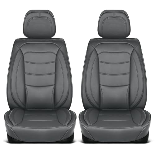 Curated Prestige Leather Seat Covers for Cars & SUVs (Charcoal/Black (Prestige) / Front Seats)