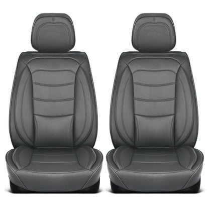 Curated Prestige Leather Seat Covers for Cars & SUVs (Charcoal/Black (Prestige) / Front Seats)