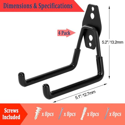 4 Pack Garage Hooks Heavy Duty (5.1 inch)