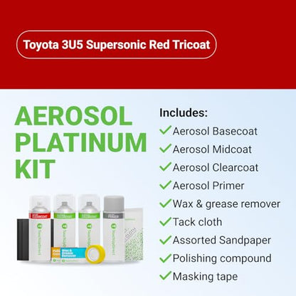 Car Paint Touch Up Spray Kit (Aerosol Spray - Platinum Kit / Supersonic Red Tricoat)