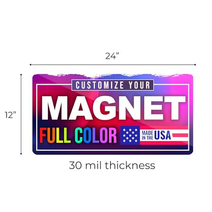 12"x24" Custom Magnet Signs in Full Color for Business and Advertising (1-pack, Rounded Corners)