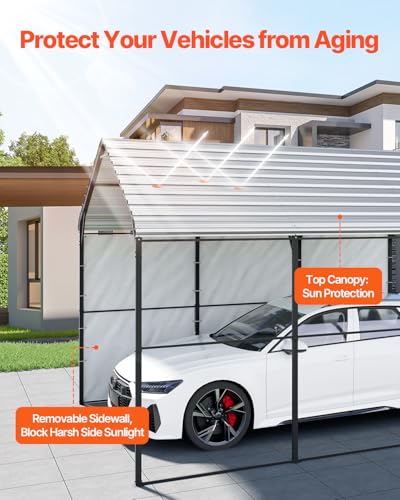 Heavy Duty Metal Carport (White / 10x15ft)