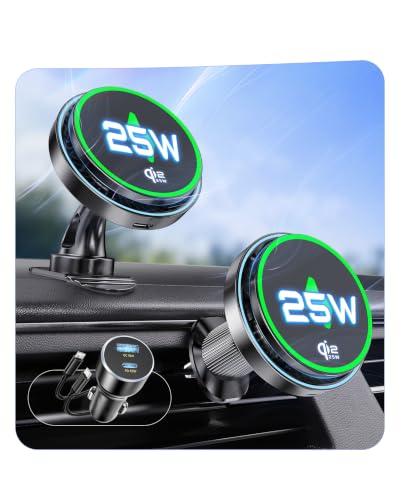 Qi2.2 25W Certified for Mag Safe Car Mount Charger (Black)