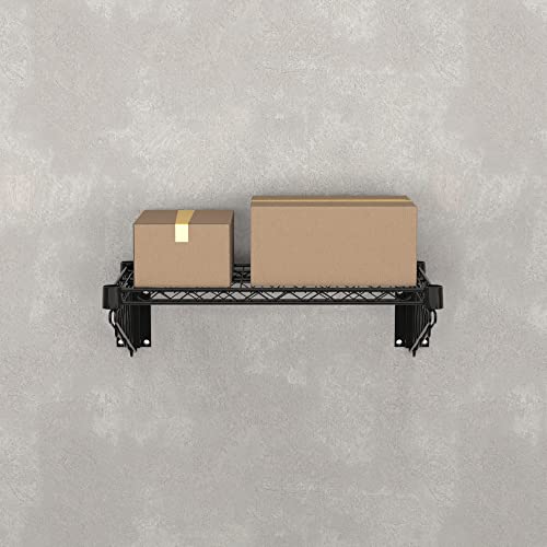 14" x 24" Black Epoxy Wire Wall Mount Shelf (Black / 14" x 24")